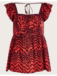 Top cu print animal zig-zag și bust cu fronseuri