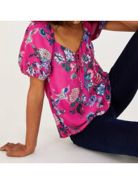 Top mov Olana cu imprimeu floral și margini decorative-Mov-XL