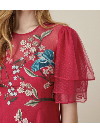 Rochie midi brodată Lillie -Rosu-44