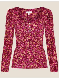 Top Dee Dee cu imprimeu floral ditsy roșu-Rosu-M