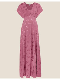 Rochie maxi roz Donna din satin jacquard-Roz-34