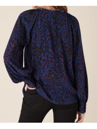 Bluză mărgele cu imprimeu animal-Albastru-M