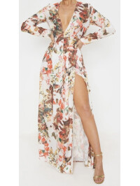 Rochie lunga cu imprimeuri florale PLT 