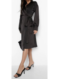 Rochie midi cu guler din satin