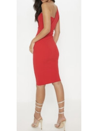 ROCHIE MIDI ROȘIE CU UN UMAR