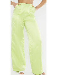 PANTALONI CHARTREUSE SATIN CU TALIE ÎNALTĂ