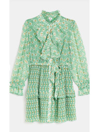 ROCHIE MINI VERDE CU VOLANE