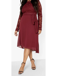 Rochie midi cu contrast din dantela Plus Ocazie