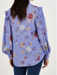 Bluză cu imprimeu floral și broderie, din viscoză sustenabilă