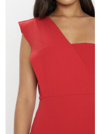 ROCHIE MIDI ROȘIE CU UN UMAR