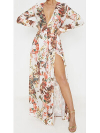 Rochie lunga cu imprimeuri florale PLT 