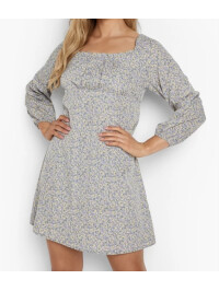 ROCHIE LEJERA GRI CU FLORI GALBENE