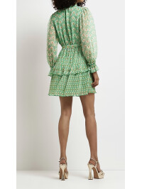 ROCHIE MINI VERDE CU VOLANE