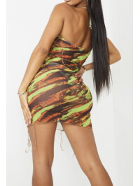 ROCHIE BODYCON VERDE CU IMPRIMARE MARMURĂ 