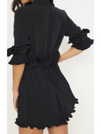 ROCHIE SKATER PLURI CU DETALII NEGRU