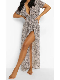 Maxi Kaftan de plajă din șifon cu imprimeu