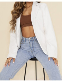 BLAZER ALB CU TIV CURBA DIN ECOPIELE