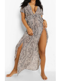 Maxi Kaftan de plajă din șifon cu imprimeu