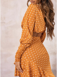  BLUZA TOP CROP CU DETALII CU MÂNECĂ RUNCATĂ