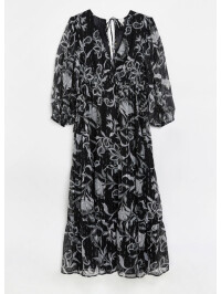 ROCHIE LUNGA CU FLORI GRI 