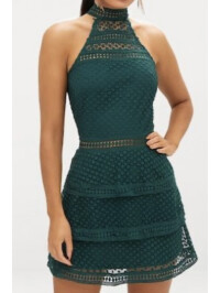ROCHIE BODYCON VERDE DIN  DANTELĂ
