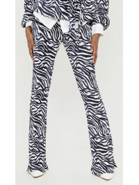 PANTALONI PLISSE FLARE CU IMPRIMEURI ZEBRA 