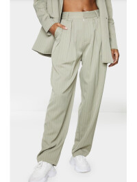 PANTALONI CU TALIE ÎNALTĂ, VERDE SALVIE