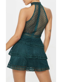 ROCHIE BODYCON VERDE DIN  DANTELĂ