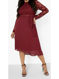 Rochie midi cu contrast din dantela Plus Ocazie