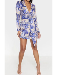 ROCHIE BLAZER CU DETALII FLORALE NUDE L