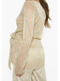 Bluză înfășurată metalic lucioasă de maternitate