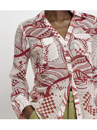 CĂMAȘĂ TRANSPARENT CU IMPRIMEU ROȘU 