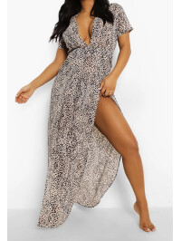 Maxi Kaftan de plajă din șifon cu imprimeu