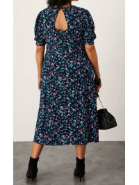 Rochie midi albastră din jerseu cu imprimeu animalier