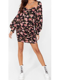 ROCHIE MINI CU MÂNECI IMPRIMEU CU FLORI