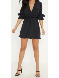 ROCHIE SKATER PLURI CU DETALII NEGRU