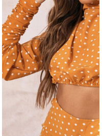  BLUZA TOP CROP CU DETALII CU MÂNECĂ RUNCATĂ