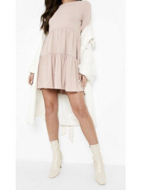 Rochie smock cu maneca lunga Boohoo