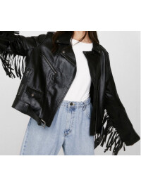 Jacheta moto cu franjuri Nasty Gal
