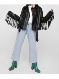 Jacheta moto cu franjuri Nasty Gal