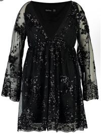 Plus rochie skater cu paiete florale