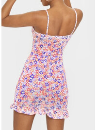 ROCHIE ROZ CU FLORI MULTICOLOR