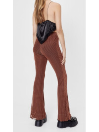 Pantalonii evazați cu talie înaltă din plasă Gingham 