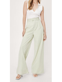 Pantaloni largi croiți cu talie înaltă Mint 