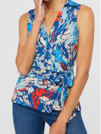 Top Arianna din jerseu cu imprimeu-Albastru-M