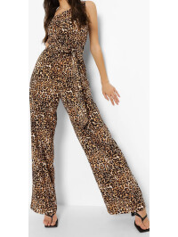 Salopetă leopard cu un umăr