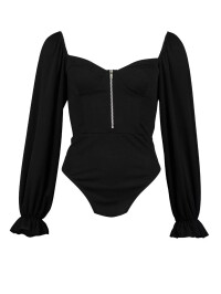 Body cu mâneci volum cu fermoar