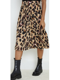 FUSTA MIDI CU PLURI SATINĂ CU IMPRIMARE LEOPARD