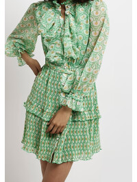 ROCHIE MINI VERDE CU VOLANE