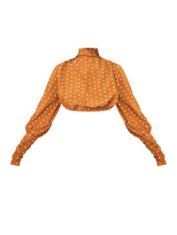  BLUZA TOP CROP CU DETALII CU MÂNECĂ RUNCATĂ